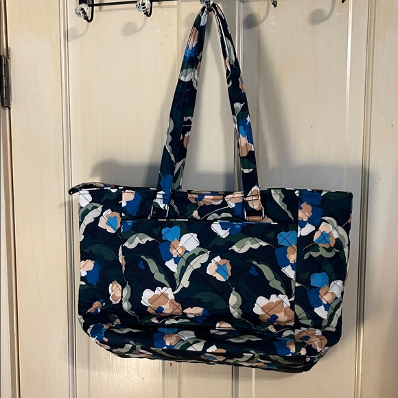Vera Bradley Blue and Tan Floral Tote - Picture 1 of 8